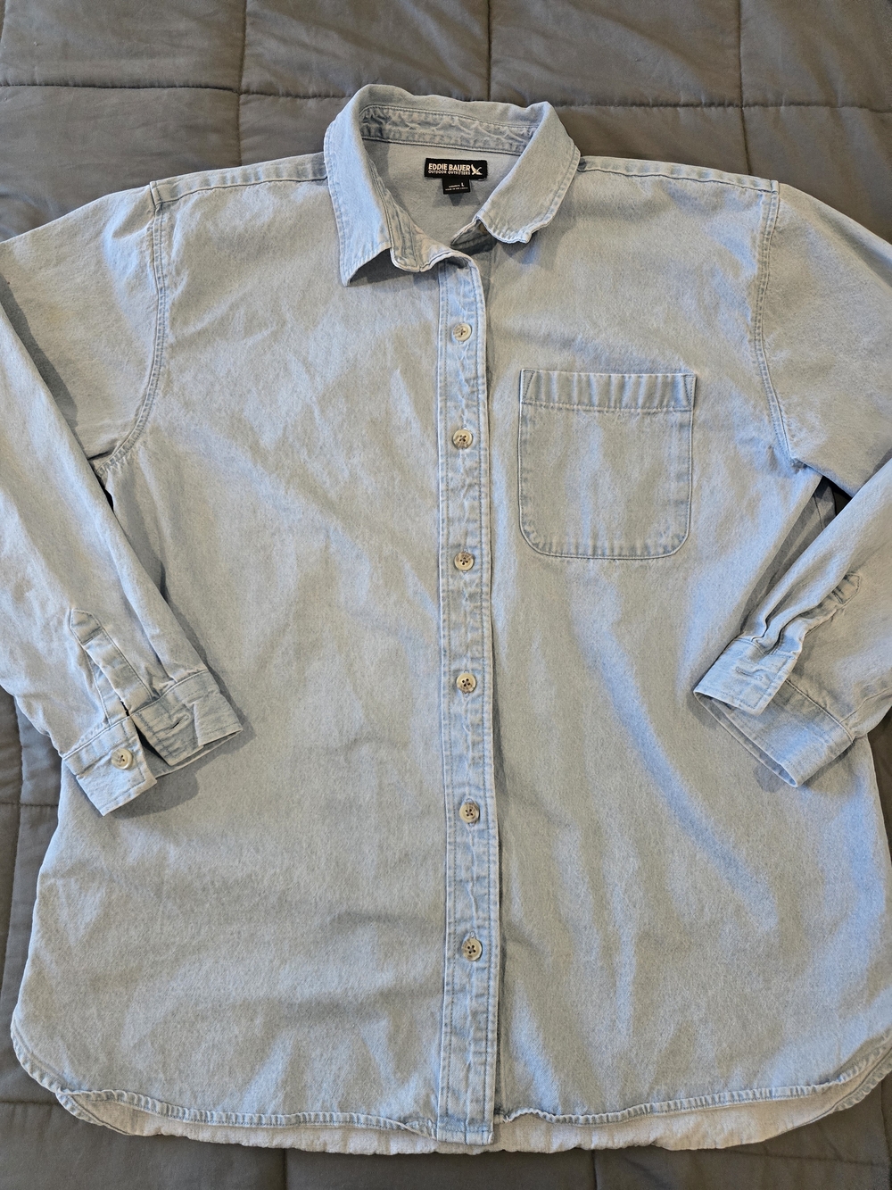 Eddie Bauer Light Blue Denim Button-Up Shirt